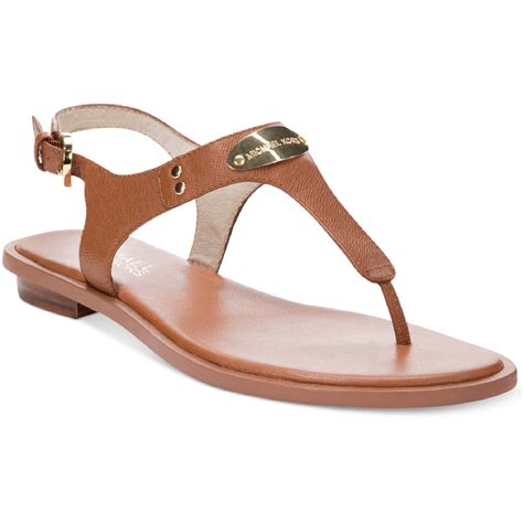 michael kors sandra leather thong sandal luggage brown size 7.5m
